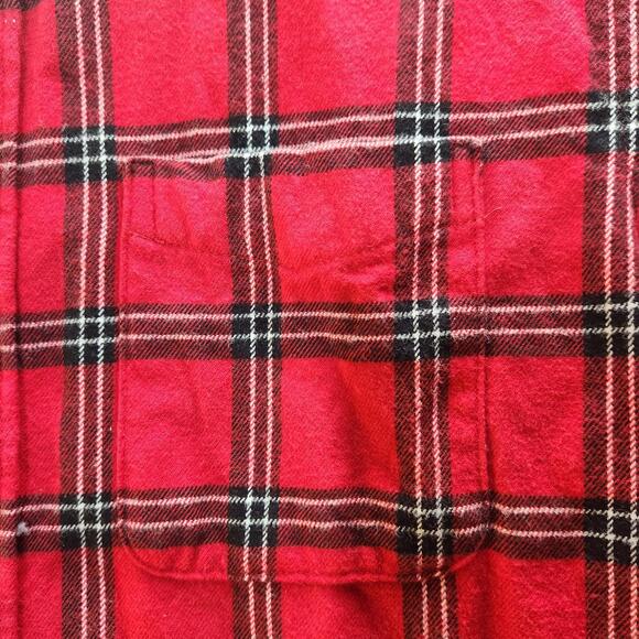Lands End Cotton Plaid Flannel Shirt Red Mens Size Medium - Picture 4 of 9